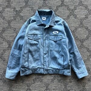Obey Jacket Mens Medium Blue Tilton Garage Workwear Mechanic Shop